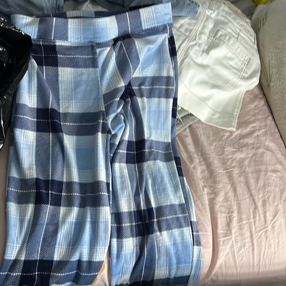 blue plaid pants